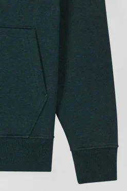 Sweatshirt à capuche en coton vert coupe Relaxed
