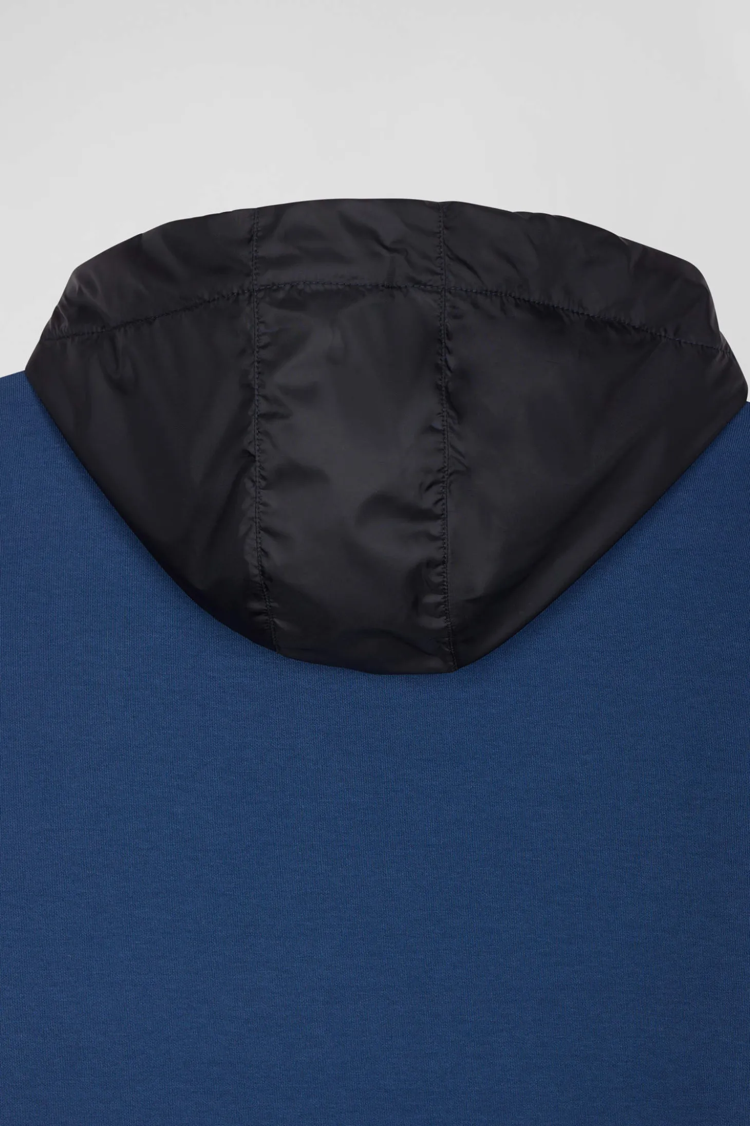Sweatshirt à capuche en coton mélangé bleu foncé coupe Regular parmenture matelassée