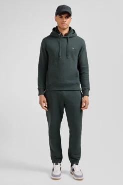 Sweatshirt à capuche en molleton coton vert coupe Regular