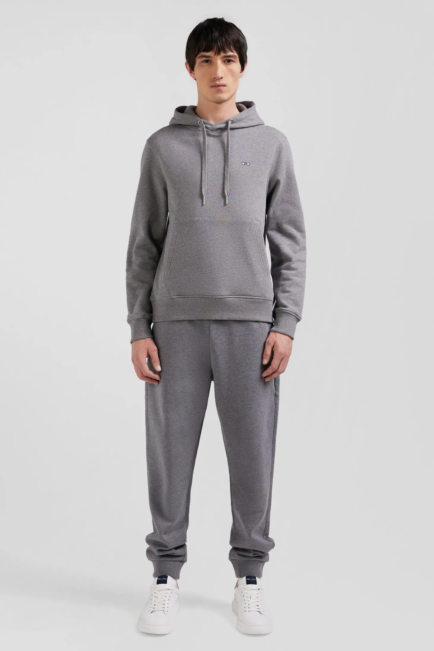 Sweatshirt à capuche en molleton coton gris coupe Regular