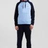 Sweatshirt à capuche en molleton marine et ciel cordons de serrage siglés coupe Relaxed