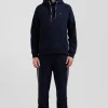 Sweatshirt à capuche en molleton marine cordons de serrage siglés coupe Relaxed