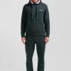 Sweatshirt à capuche en molleton vert broderie Eden Park coupe Regular