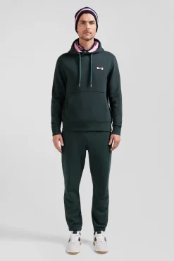 Sweatshirt à capuche en molleton vert broderie Eden Park coupe Regular