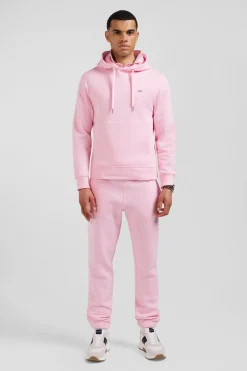 Sweatshirt à capuche en molleton coton rose coupe Regular