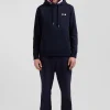 Sweatshirt à capuche en molleton bleu marine broderie Eden Park coupe Regular