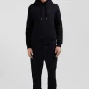 Sweatshirt à capuche en molleton coton noir coupe Regular