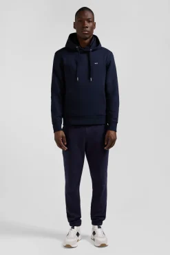 Sweatshirt à capuche en molleton coton bleu marine coupe Regular