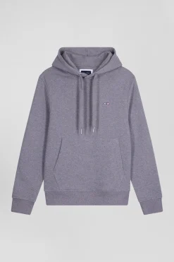 Sweatshirt à capuche en molleton coton gris coupe Regular