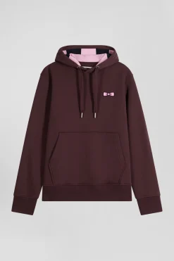 Sweatshirt à capuche en molleton bordeaux broderie Eden Park coupe Regular