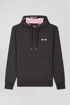 Sweatshirt à capuche en molleton marron broderie Eden Park coupe Regular
