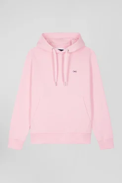 Sweatshirt à capuche en molleton coton rose coupe Regular