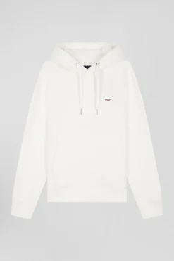 Sweatshirt à capuche en molleton coton écru coupe Regular