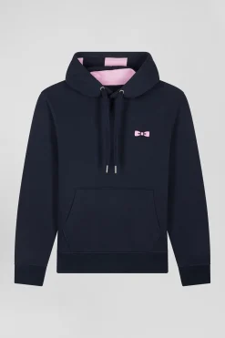 Sweatshirt à capuche en molleton bleu marine broderie Eden Park coupe Regular