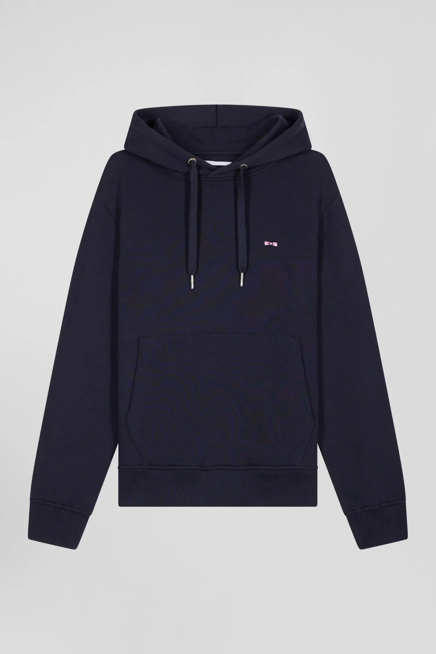 Sweatshirt à capuche en molleton coton bleu marine coupe Regular