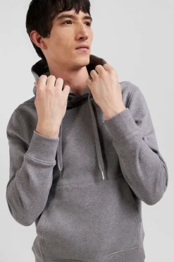 Sweatshirt à capuche en molleton coton gris coupe Regular