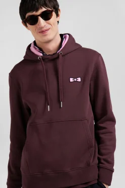 Sweatshirt à capuche en molleton bordeaux broderie Eden Park coupe Regular