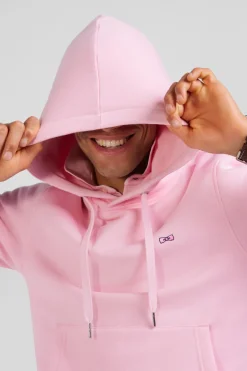 Sweatshirt à capuche en molleton coton rose coupe Regular