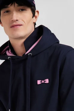 Sweatshirt à capuche en molleton bleu marine broderie Eden Park coupe Regular