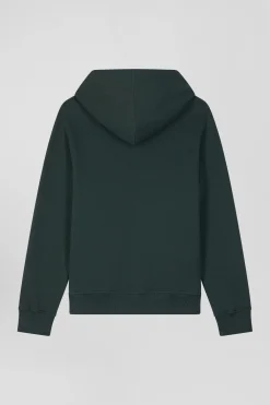 Sweatshirt à capuche en molleton coton vert coupe Regular