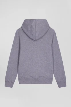 Sweatshirt à capuche en molleton coton gris coupe Regular
