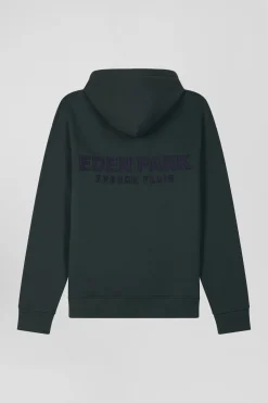 Sweatshirt à capuche en molleton vert broderie Eden Park coupe Regular