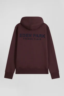 Sweatshirt à capuche en molleton bordeaux broderie Eden Park coupe Regular
