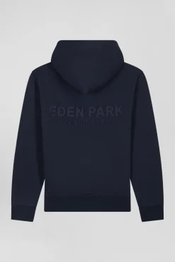 Sweatshirt à capuche en molleton bleu marine broderie Eden Park coupe Regular