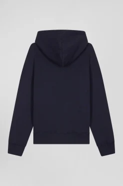 Sweatshirt à capuche en molleton coton bleu marine coupe Regular