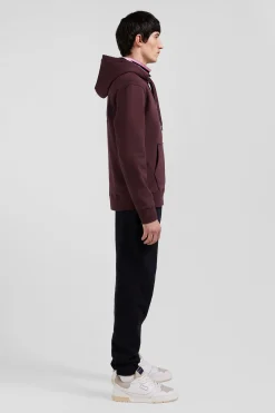 Sweatshirt à capuche en molleton bordeaux broderie Eden Park coupe Regular