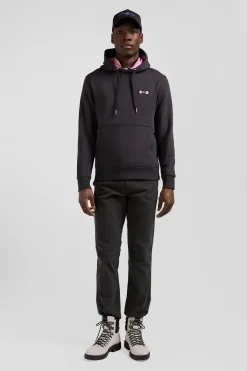 Sweatshirt à capuche en molleton marron broderie Eden Park coupe Regular