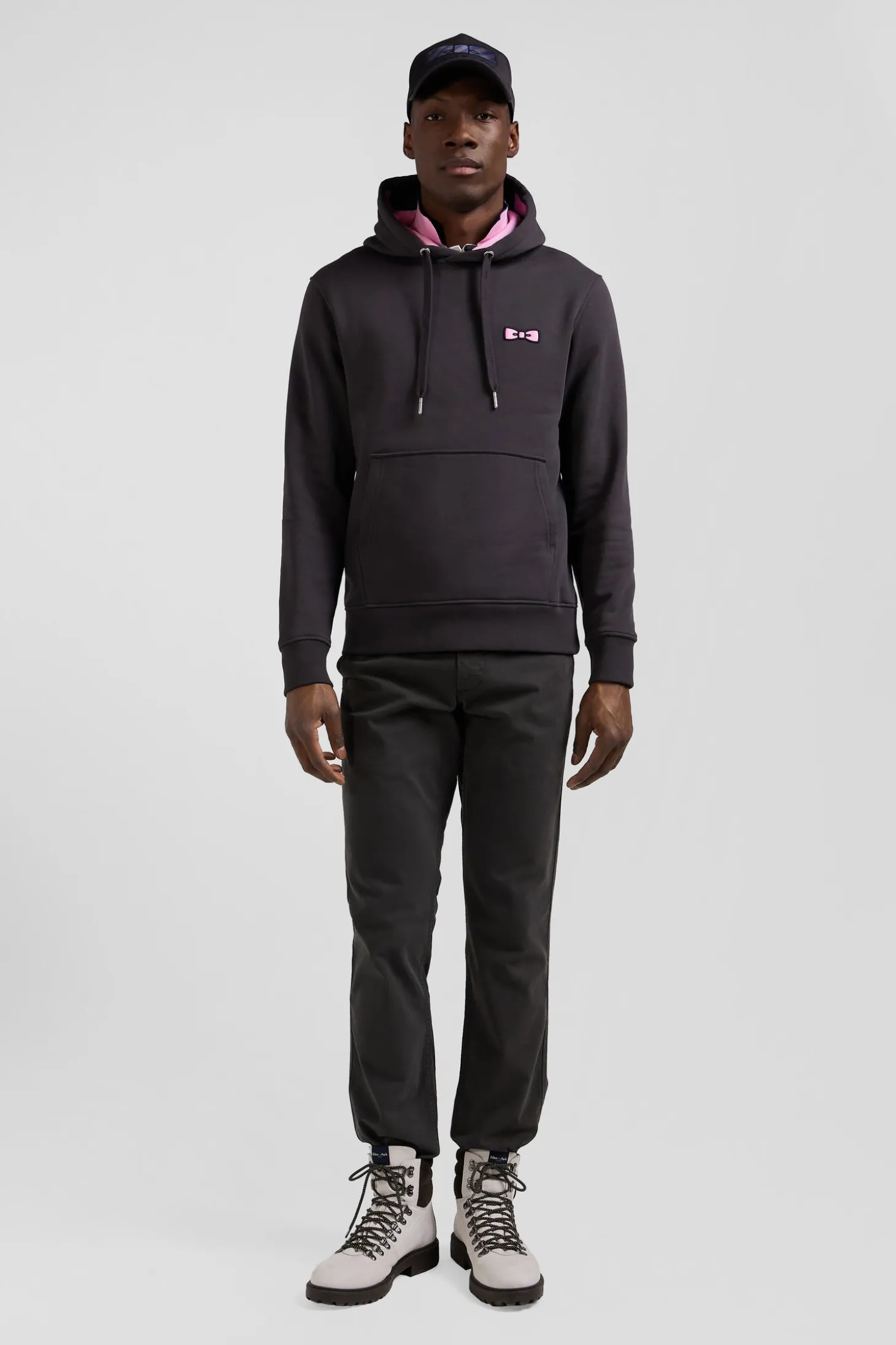 Sweatshirt à capuche en molleton marron broderie Eden Park coupe Regular