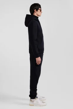 Sweatshirt à capuche en molleton coton noir coupe Regular