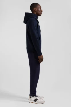 Sweatshirt à capuche en molleton coton bleu marine coupe Regular