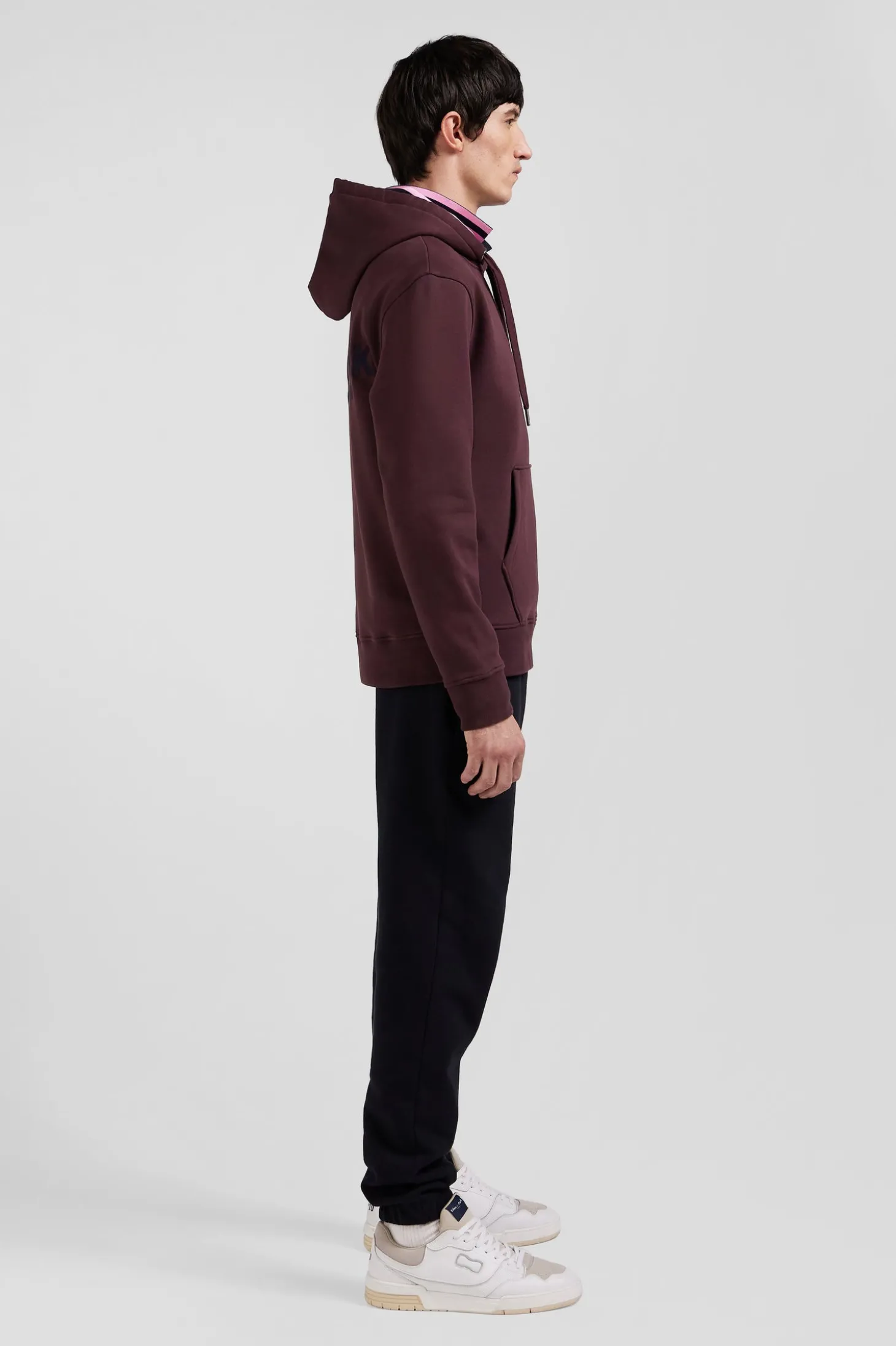 Sweatshirt à capuche en molleton bordeaux broderie Eden Park coupe Regular