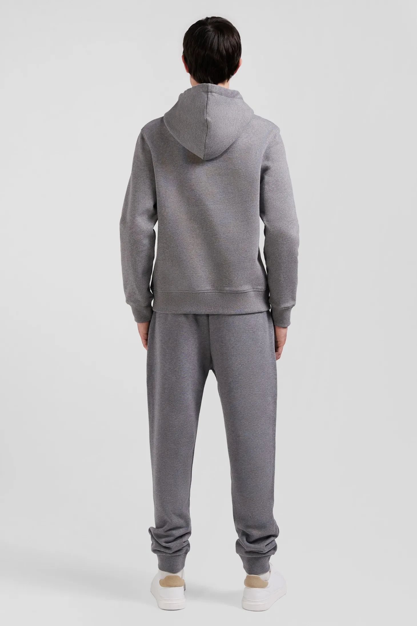 Sweatshirt à capuche en molleton coton gris coupe Regular