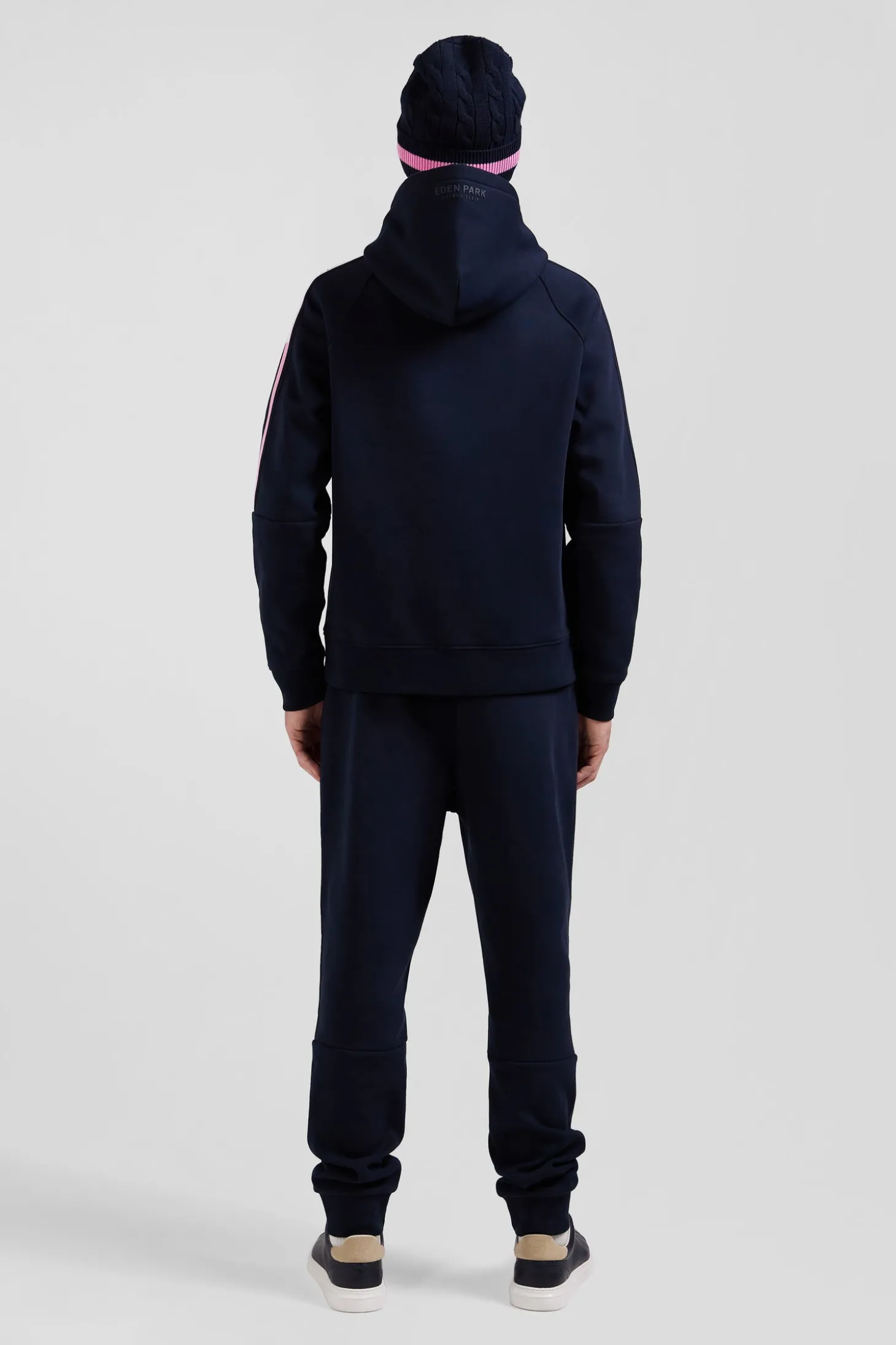 Sweatshirt à capuche en molleton marine cordons de serrage siglés coupe Relaxed