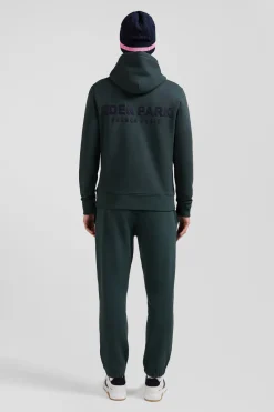 Sweatshirt à capuche en molleton vert broderie Eden Park coupe Regular