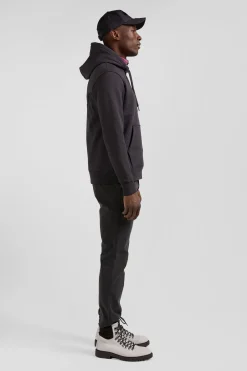 Sweatshirt à capuche en molleton marron broderie Eden Park coupe Regular