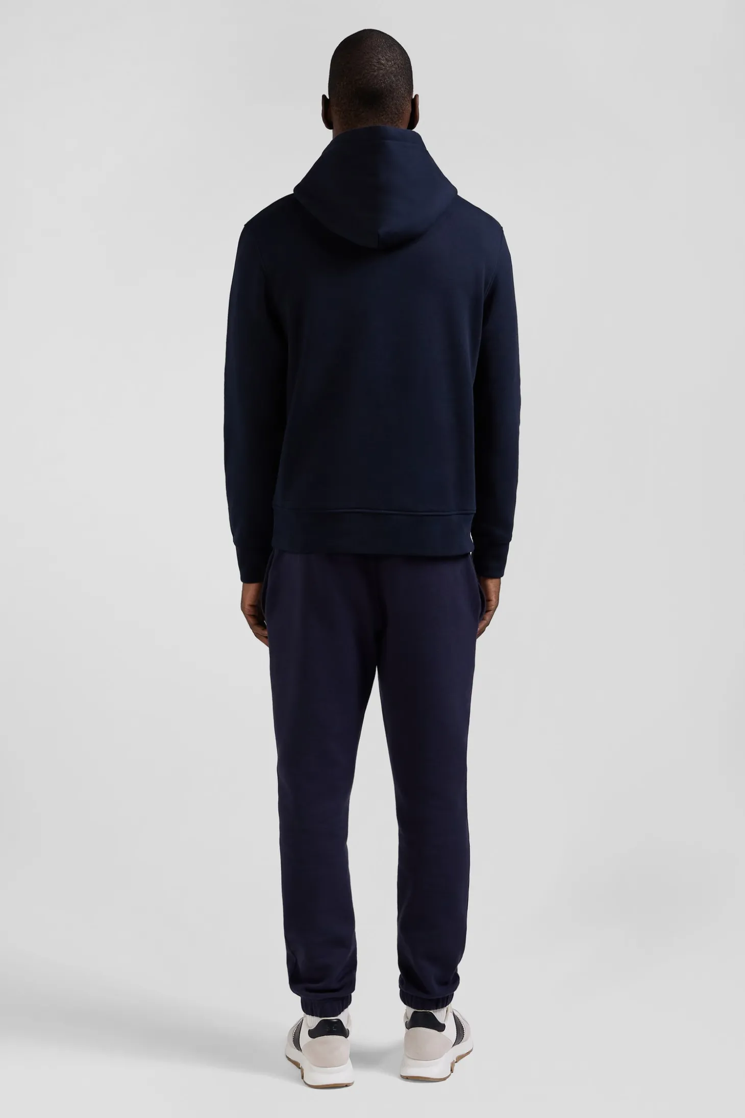Sweatshirt à capuche en molleton coton bleu marine coupe Regular
