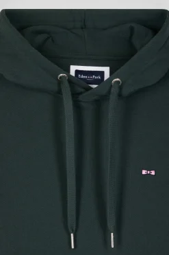 Sweatshirt à capuche en molleton coton vert coupe Regular
