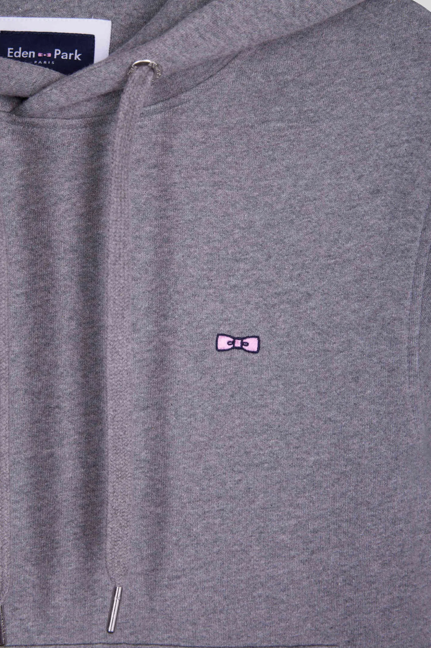 Sweatshirt à capuche en molleton coton gris coupe Regular