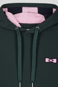 Sweatshirt à capuche en molleton vert broderie Eden Park coupe Regular