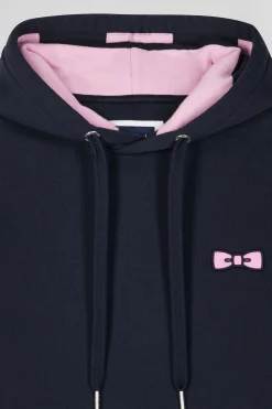 Sweatshirt à capuche en molleton bleu marine broderie Eden Park coupe Regular