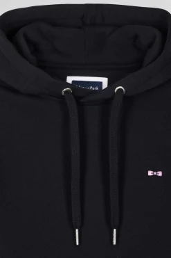 Sweatshirt à capuche en molleton coton noir coupe Regular
