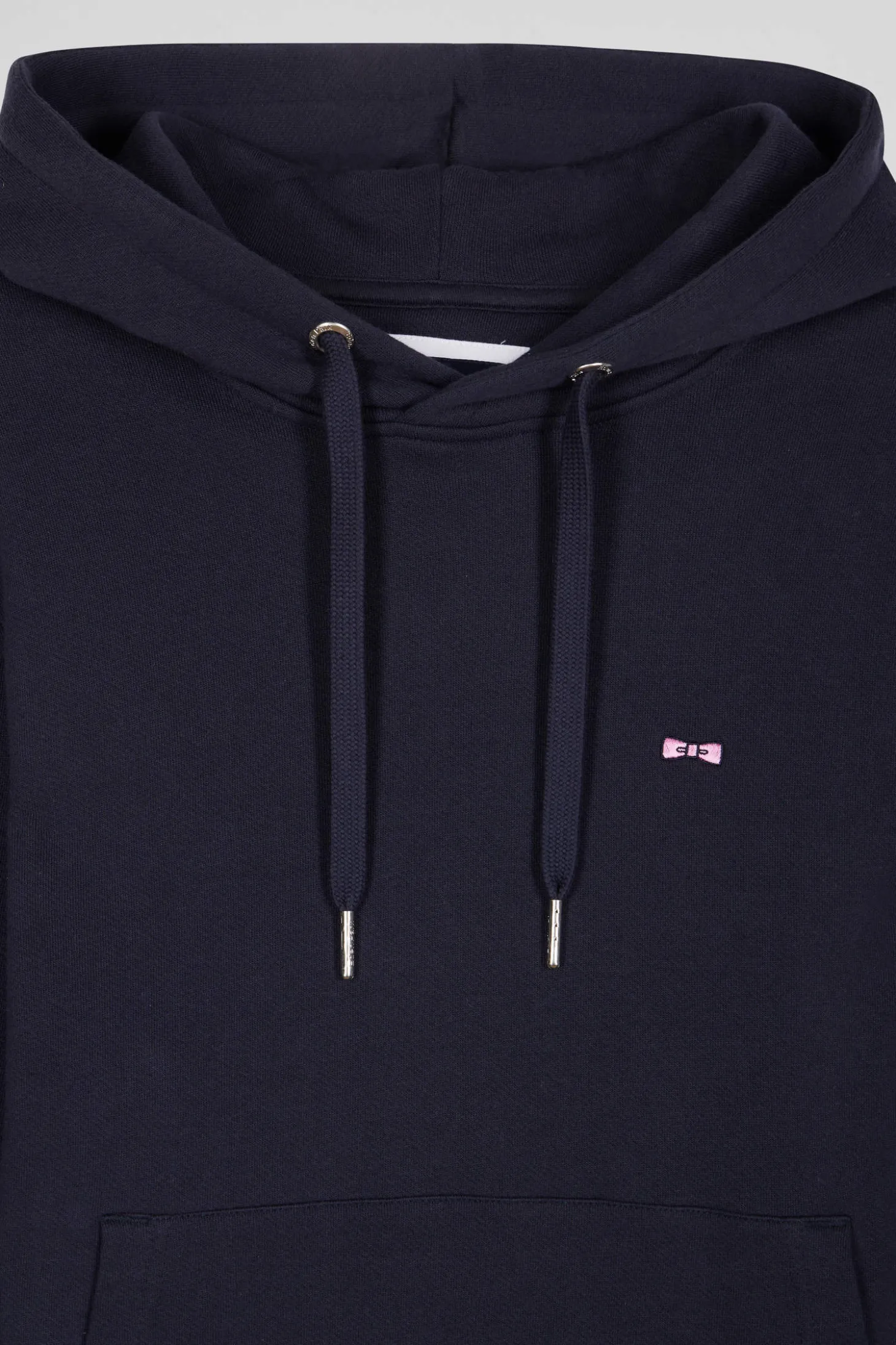 Sweatshirt à capuche en molleton coton bleu marine coupe Regular