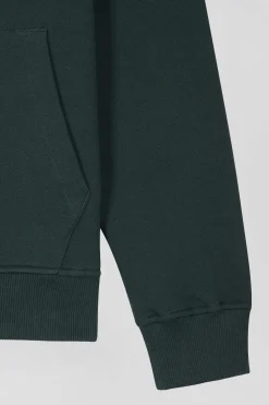 Sweatshirt à capuche en molleton coton vert coupe Regular