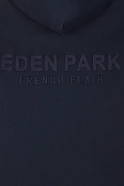 Sweatshirt à capuche en molleton bleu marine broderie Eden Park coupe Regular