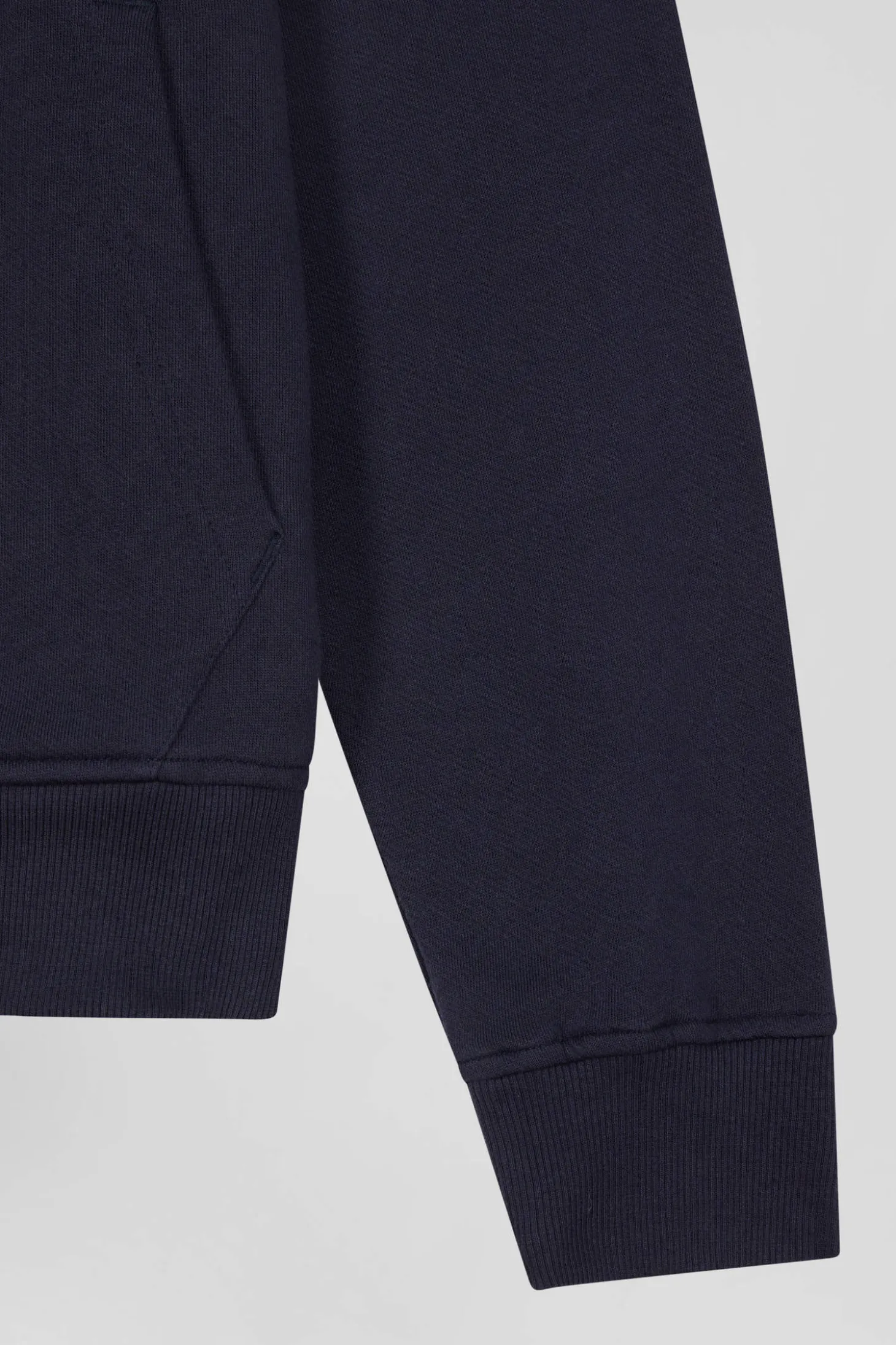 Sweatshirt à capuche en molleton coton bleu marine coupe Regular