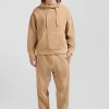 Sweatshirt à capuche unisexe en molleton coton marron surteint coupe Oversized